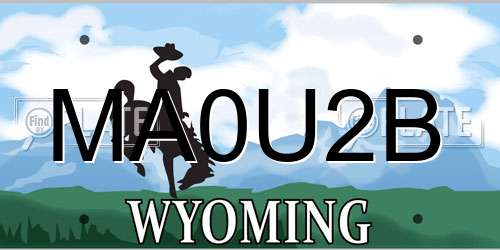 MA0U2B Wyoming License Plate