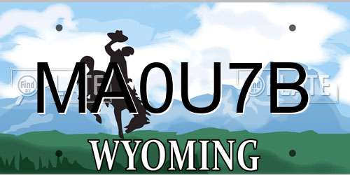 MA0U7B Wyoming License Plate