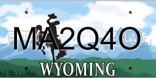 MA2Q4O Wyoming License Plate