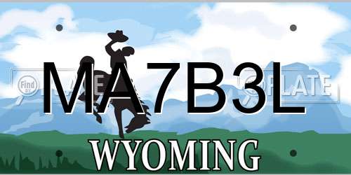 MA7B3L Wyoming License Plate