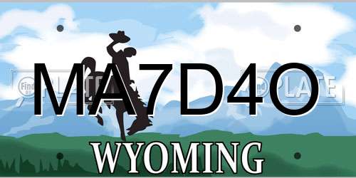 MA7D4O Wyoming License Plate