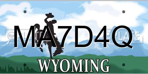 MA7D4Q Wyoming License Plate