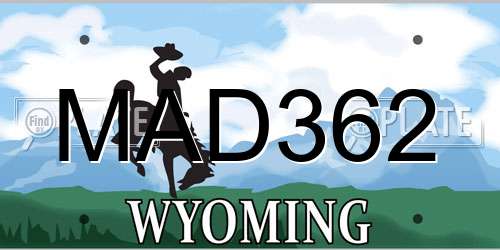MAD362 Wyoming License Plate