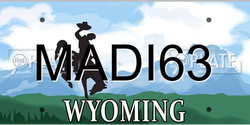 MADI63 Wyoming License Plate