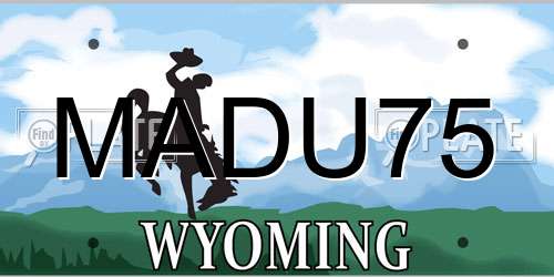 MADU75 Wyoming License Plate