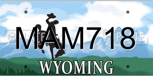 MAM718 Wyoming License Plate