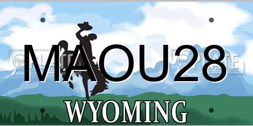 MAOU28 Wyoming License Plate
