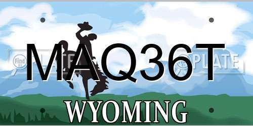 MAQ36T Wyoming License Plate