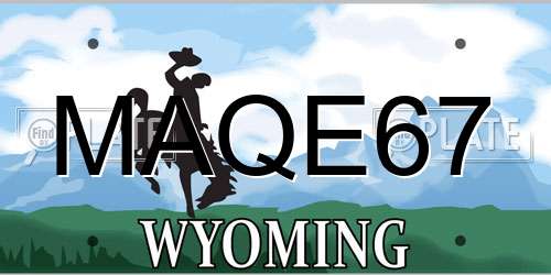 MAQE67 Wyoming License Plate
