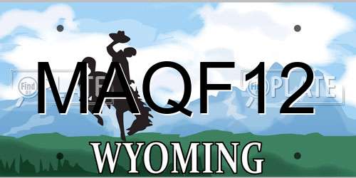 MAQF12 Wyoming License Plate