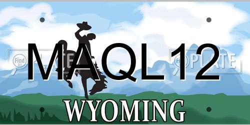 MAQL12 Wyoming License Plate