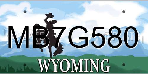 MB7G580 Wyoming License Plate
