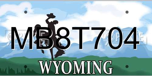 MB8T704 Wyoming License Plate