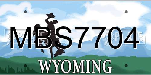MBS7704 Wyoming License Plate