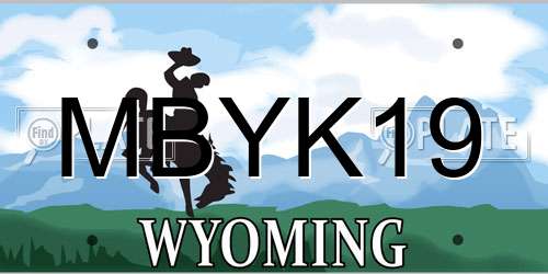 MBYK19 Wyoming License Plate