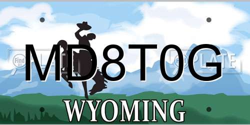 MD8T0G Wyoming License Plate