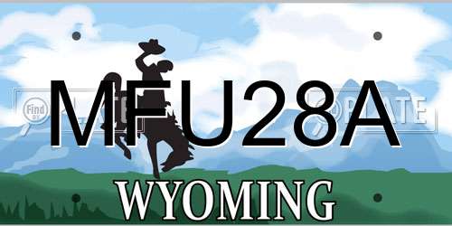 MFU28A Wyoming License Plate