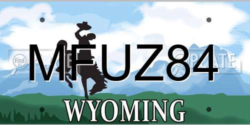 MFUZ84 Wyoming License Plate