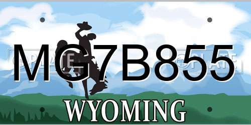 MG7B855 Wyoming License Plate