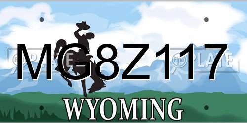 MG8Z117 Wyoming License Plate