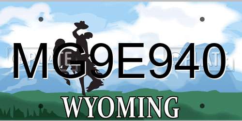 MG9E940 Wyoming License Plate