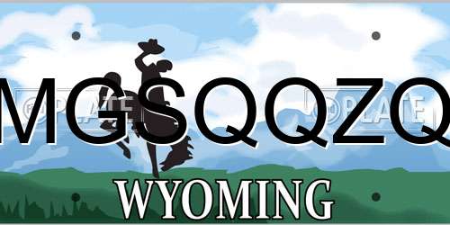 MGSQQZQ Wyoming License Plate