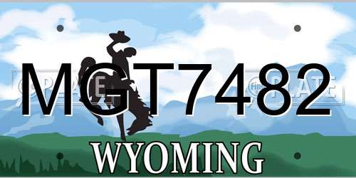 MGT7482 Wyoming License Plate