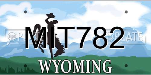 MIT782 Wyoming License Plate