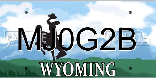 MJ0G2B Wyoming License Plate