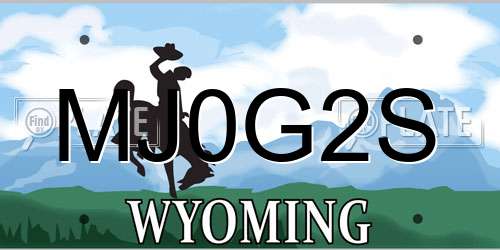 MJ0G2S Wyoming License Plate