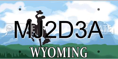 MJ2D3A Wyoming License Plate