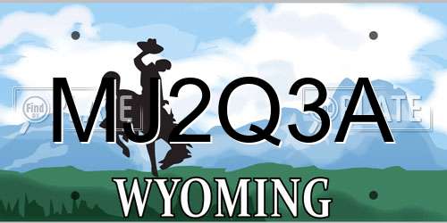 MJ2Q3A Wyoming License Plate