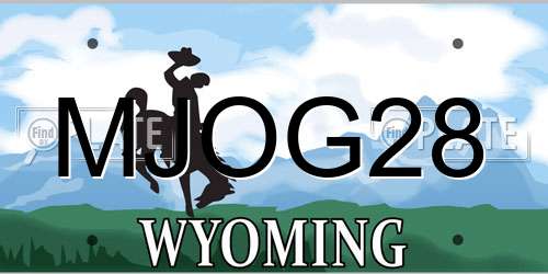 MJOG28 Wyoming License Plate