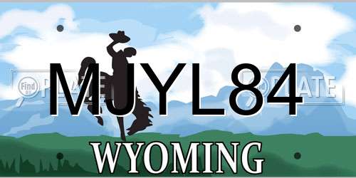 MJYL84 Wyoming License Plate
