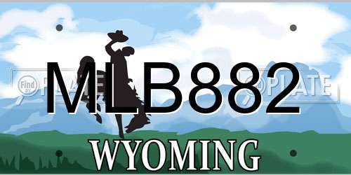 MLB882 Wyoming License Plate