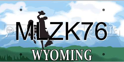 MLZK76 Wyoming License Plate