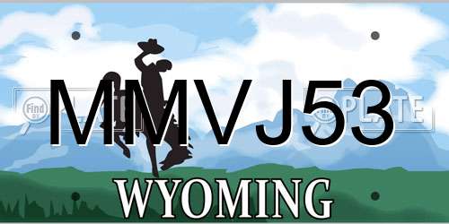 MMVJ53 Wyoming License Plate