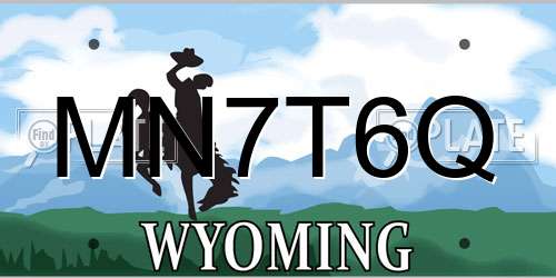 MN7T6Q Wyoming License Plate