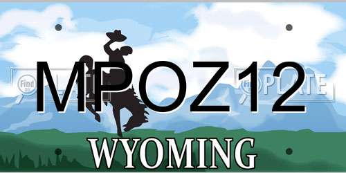 MPOZ12 Wyoming License Plate