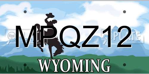 MPQZ12 Wyoming License Plate