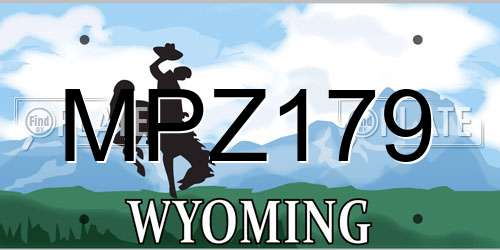 MPZ179 Wyoming License Plate