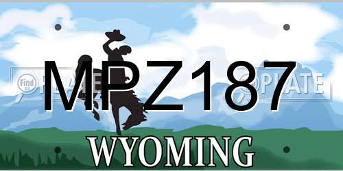 MPZ187 Wyoming License Plate
