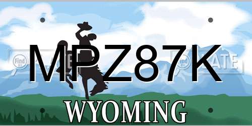MPZ87K Wyoming License Plate