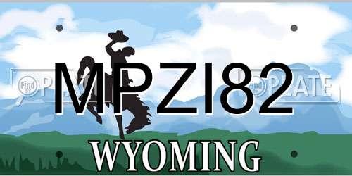 MPZI82 Wyoming License Plate