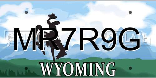MR7R9G Wyoming License Plate