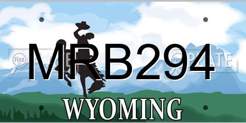 MRB294 Wyoming License Plate