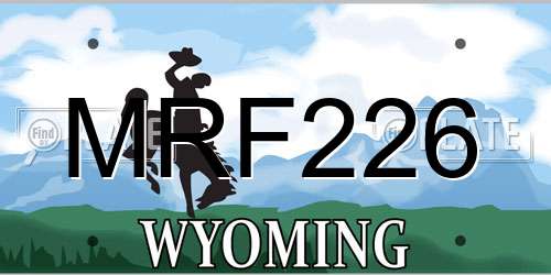 MRF226 Wyoming License Plate