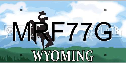 MRF77G Wyoming License Plate
