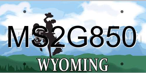 MS2G850 Wyoming License Plate