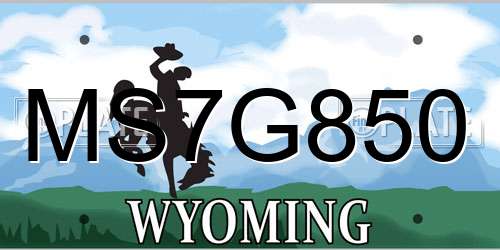 MS7G850 Wyoming License Plate